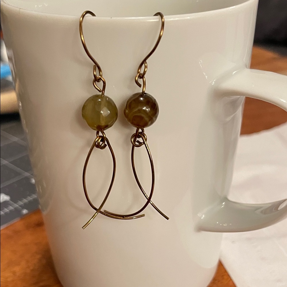 Elegant Gold and Brown Dangle Earrings